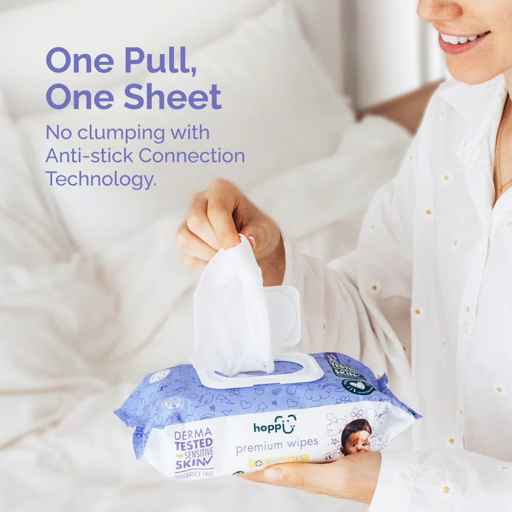Hoppi Premium Wipes [German Dermatologically Tested] with Halal Certified (20 Wipes x 5 Packs)